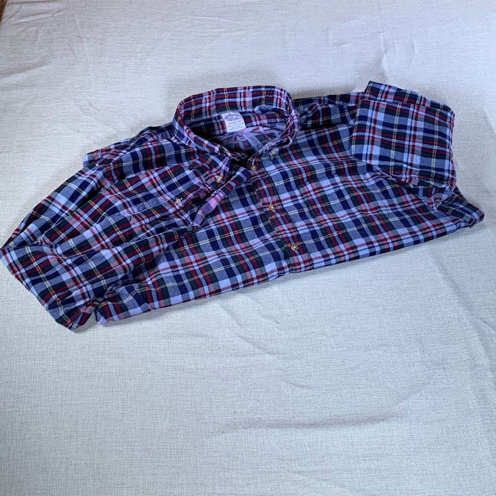 Brooks Brothers Regent Fit Plaid Flannel Button Down‎ Shirt Men's XL